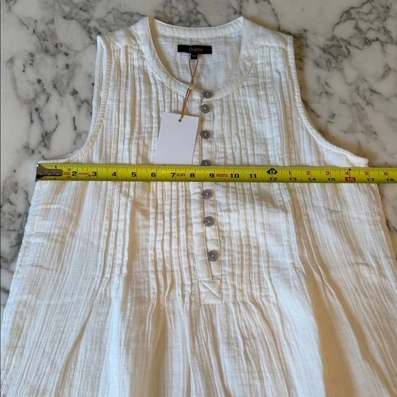 NWT Quince women's 100% organic cotton gauze sleeveless white swing dress XS - Picture 9 of 10
